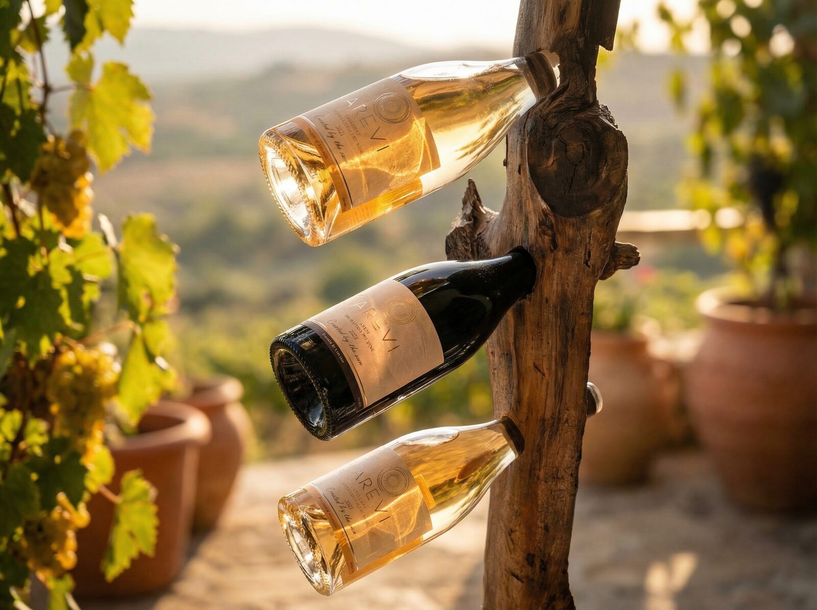 Arevi hanging in vineyard